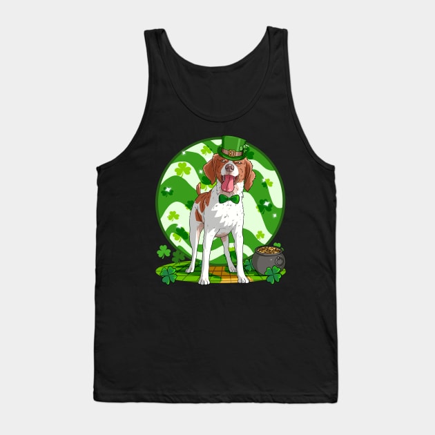 Brittany Dog St Patricks Day Leprechaun Tank Top by Noseking